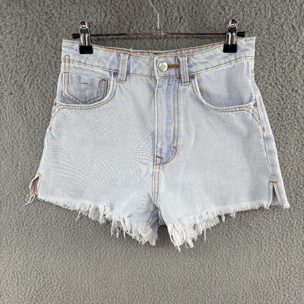 ZARA Light Wash High Rise Frayed Hem Denim Shorts Size 2